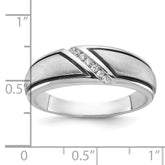 10k White Gold with Black Rhodium Men's Polished and Satin 1/15 Carat A Quality Diamond Ring